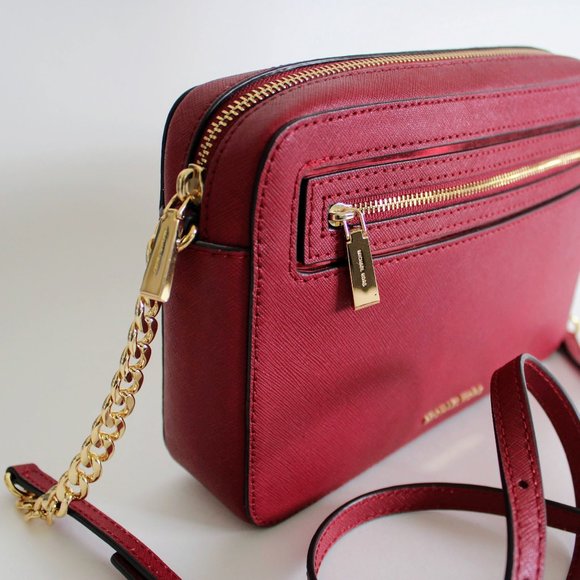 Michael Kors Red Jet Set Large Saffiano Leather Crossbody Bag - Picture 9 of 10